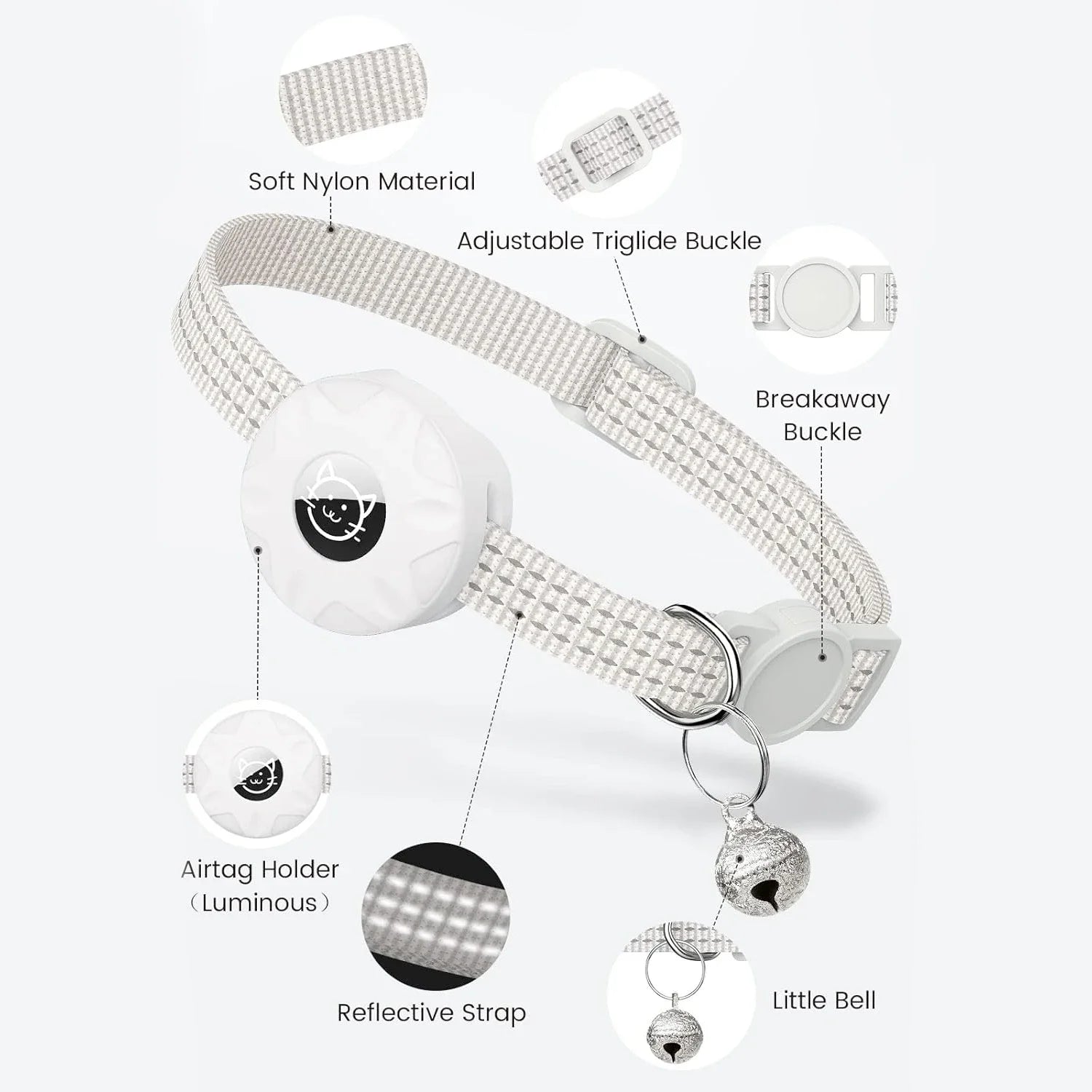 ZarpaTrack – Collar Reflectante con Soporte AirTag para Gatos