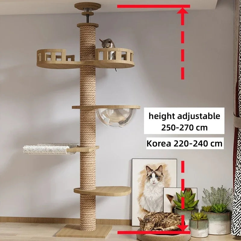 ZarpaTower– Árbol Rascador Ajustable para Gatos (de Suelo a Techo)