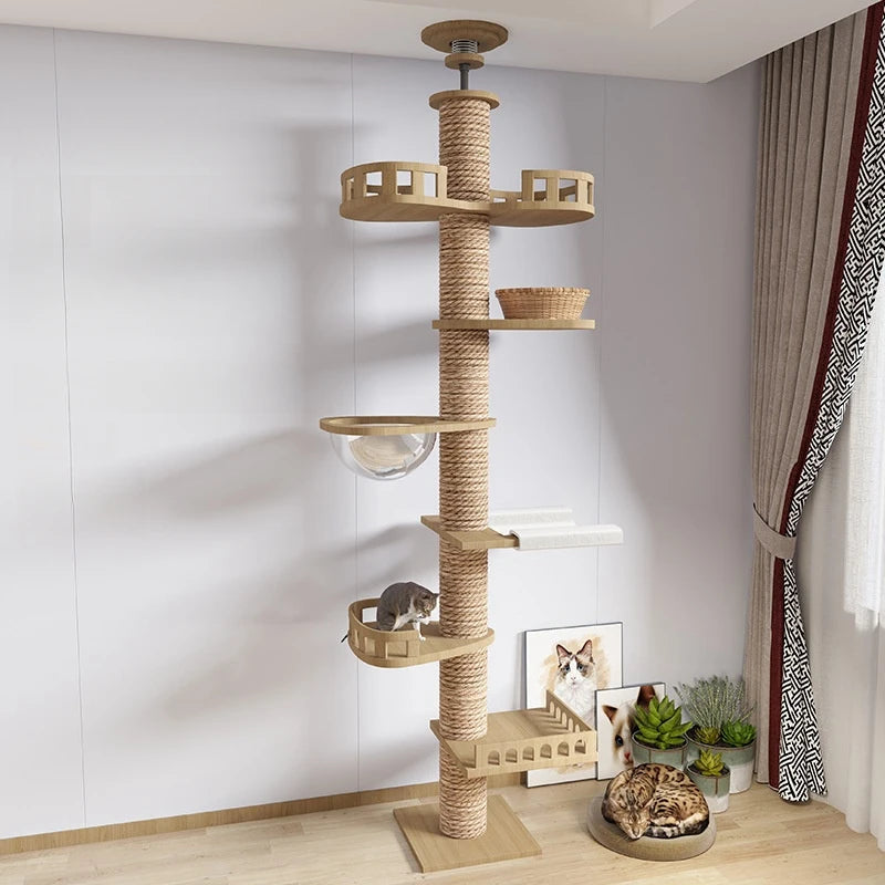 ZarpaTower– Árbol Rascador Ajustable para Gatos (de Suelo a Techo)